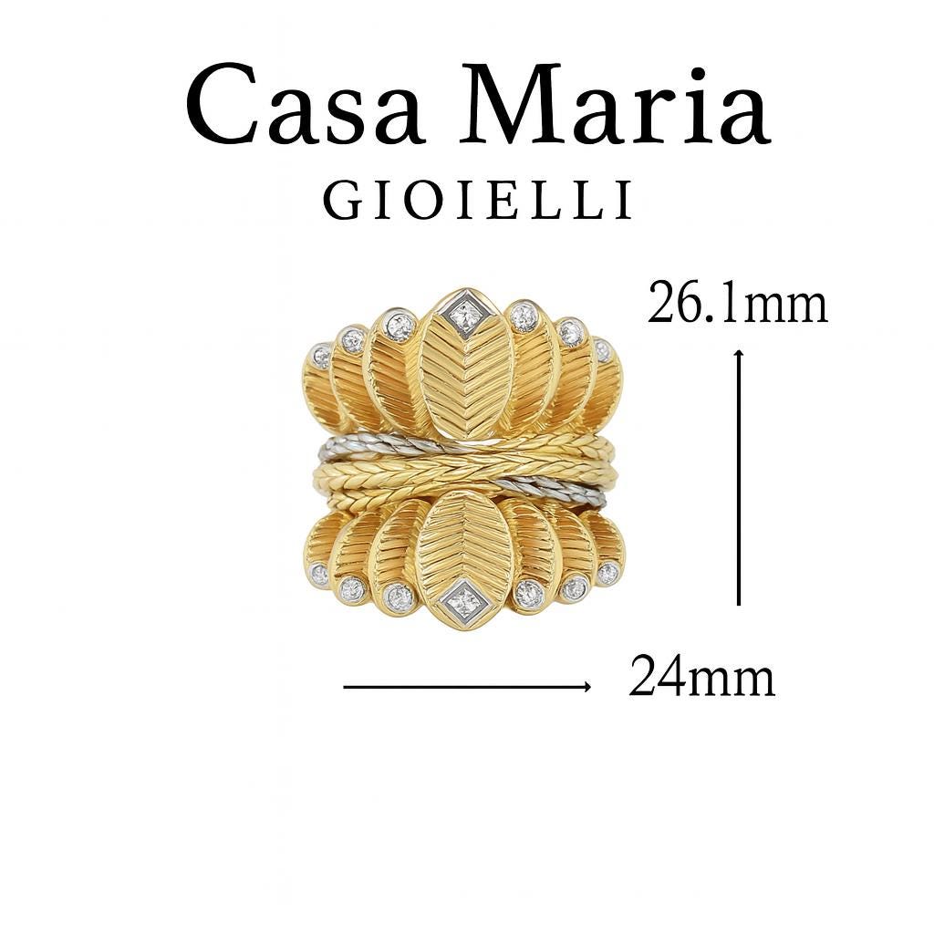 18K Gold Plated Sterling Silver Ring: Lab Grown Diamond Double Row