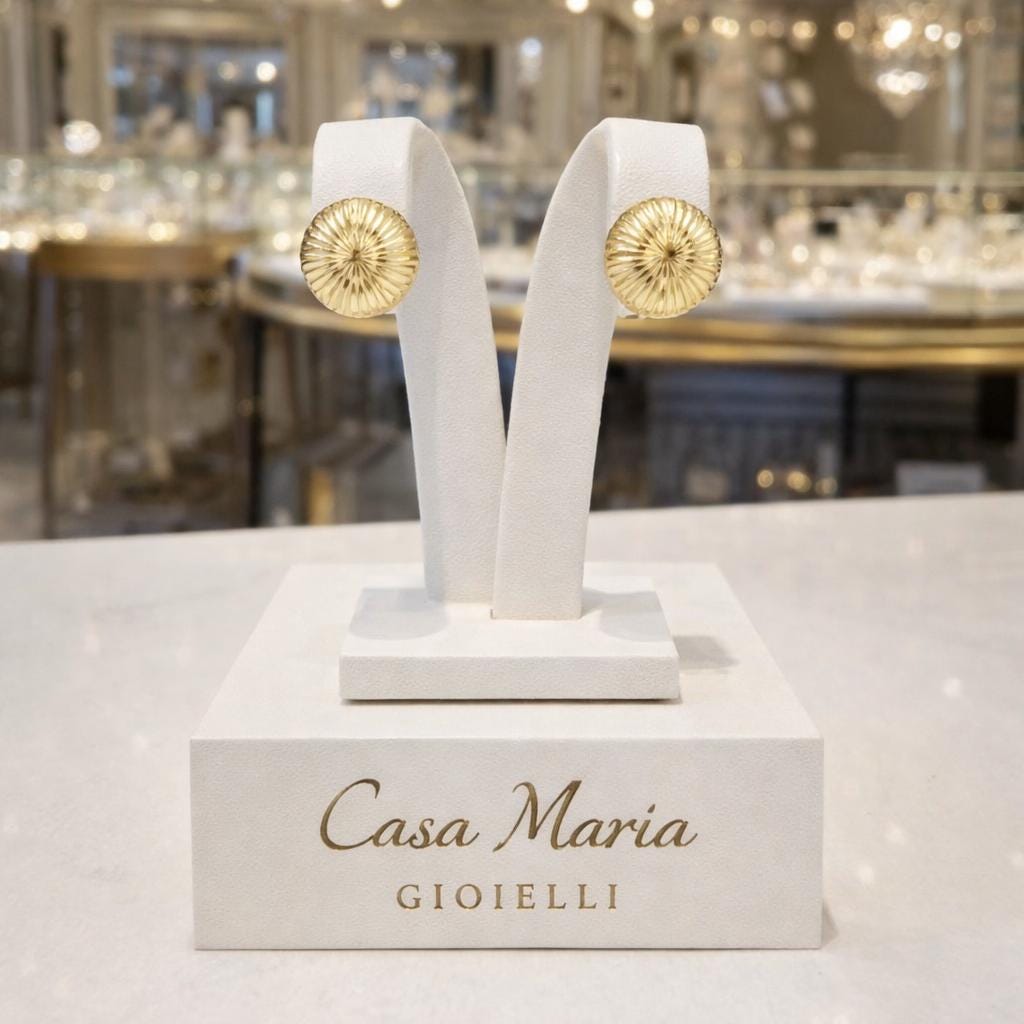 14K Solid Gold Stud Earrings | Elegant Design, Casa Maria Gioielli