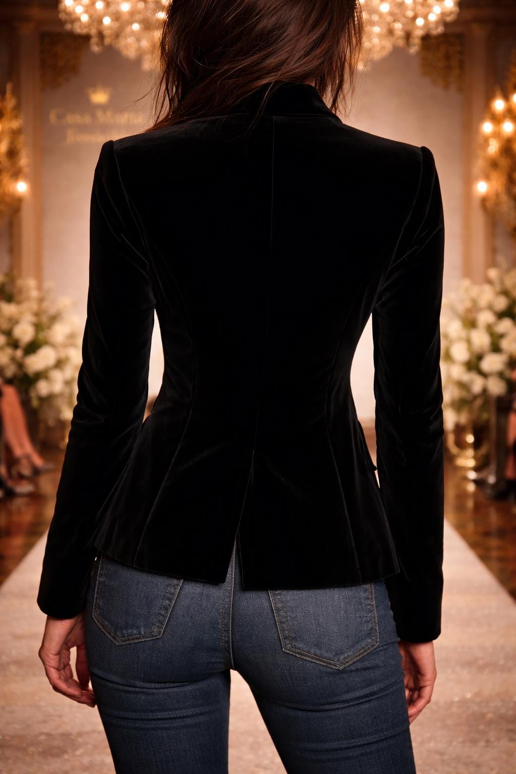 Velluto Nero Classic Jacket | Embroidered Velvet Blazer | Casa Maria Gioielli