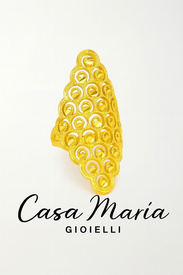 Fiore Dorato Ring  | 24K Hollow Yellow Gold | True Italian Celebration | Casa Maria Gioielli