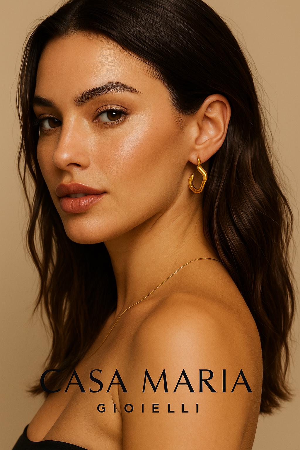 Orecchini Cuore Cavo Earrings | 10K Solid Gold |Casa Maria Gioielli