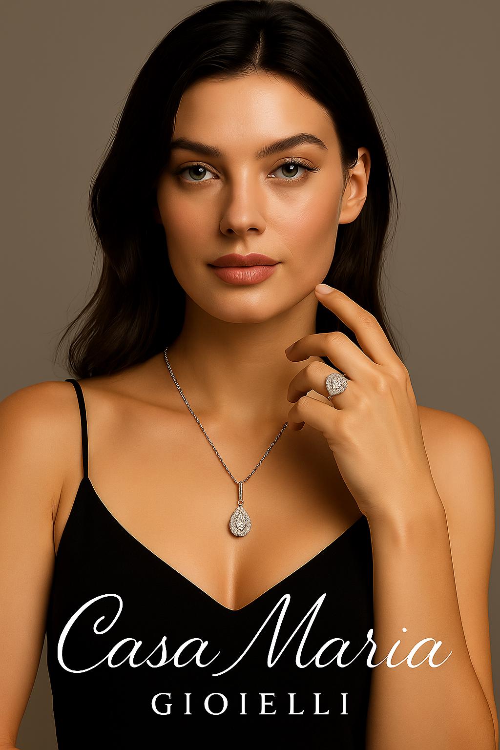 Collana Goccia di Luce Pendant | Platinum | Lab Grown Diamonds | Casa Maria Gioielli