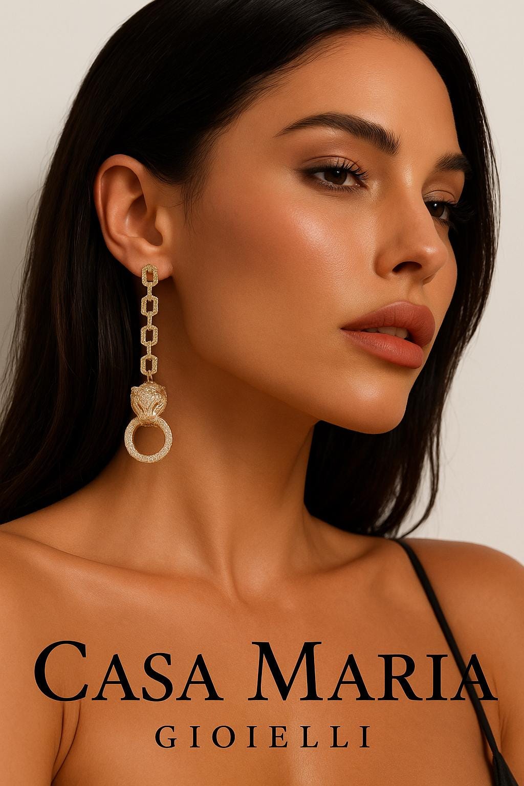 La Pantera Drop Earrings | 18k Gold & Platinum Plated | Lab Grown Diamonds | Casa Maria Gioielli
