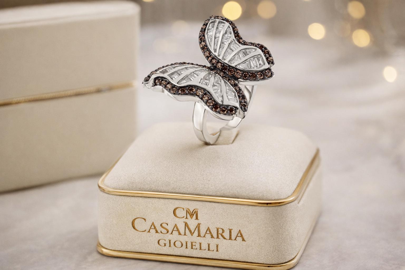 Anello Farfalla Preziosa Ring | 925 Sterling Silver | Lab Grown Diamonds | Casa Maria Gioielli