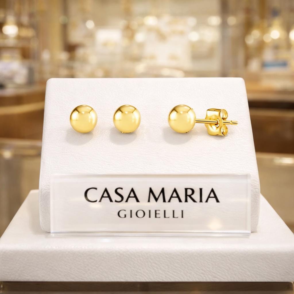 Orecchini “Luce d’Oro” Studs | 14K Solid Yellow Gold | Luminous Brilliance | Casa Maria Gioielli