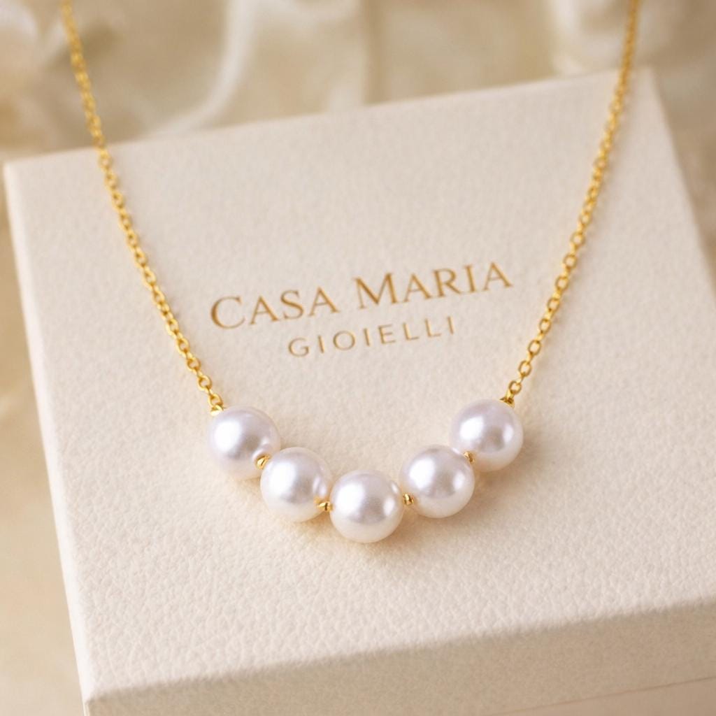 24K Gold Freshwater Pearl Necklace | Casa Maria Gioielli