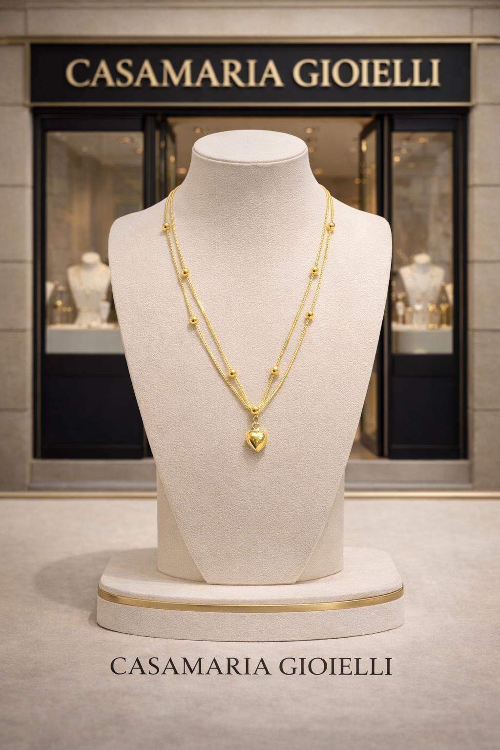 Cuore Milano”  | 18K Solid Gold Pendant Necklace | Modern Italian elegance | Casa Maria Gioielli