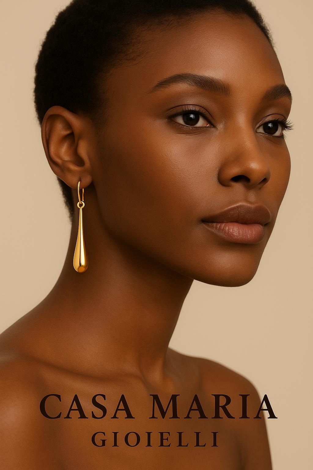 Aurora Teardrop Earrings - 14K Solid Hollow Gold - Exquisite Elegance - Casa Maria Gioielli