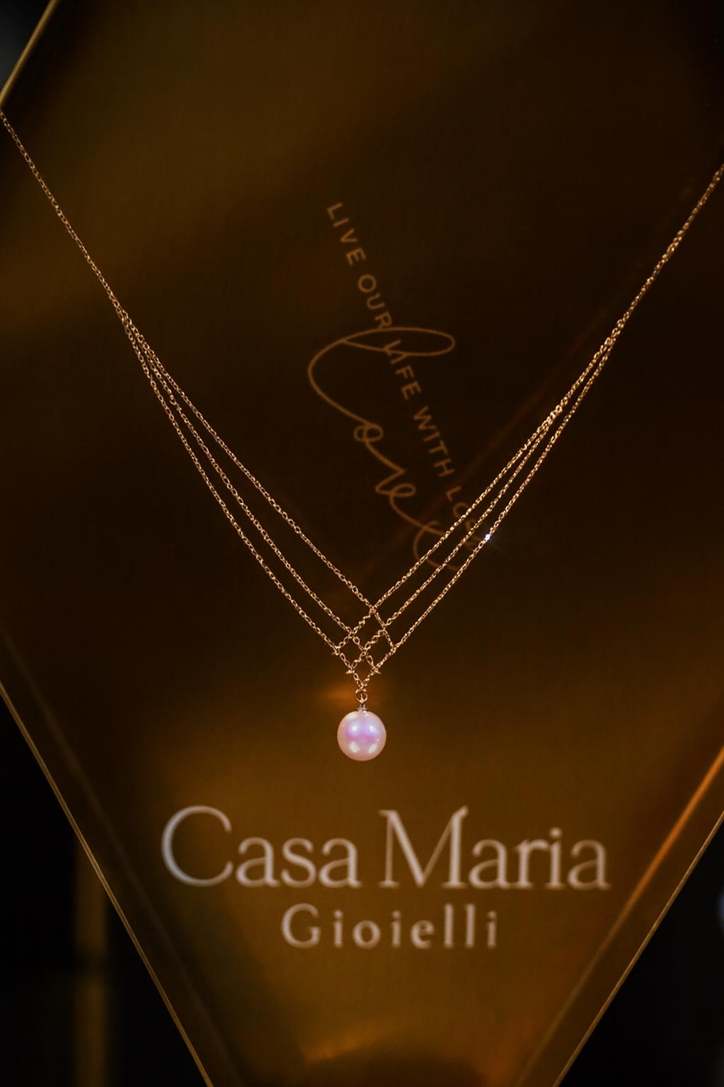 24K Gold Akoya Pearl Necklace | Delicate Trilogia Design