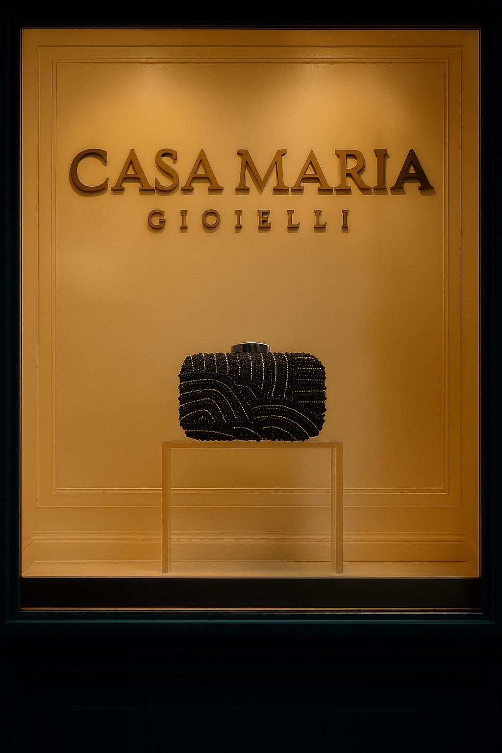 Pochette Gioiello Nera | Black Jewel Clutch Timeless Elegance | Casa Maria