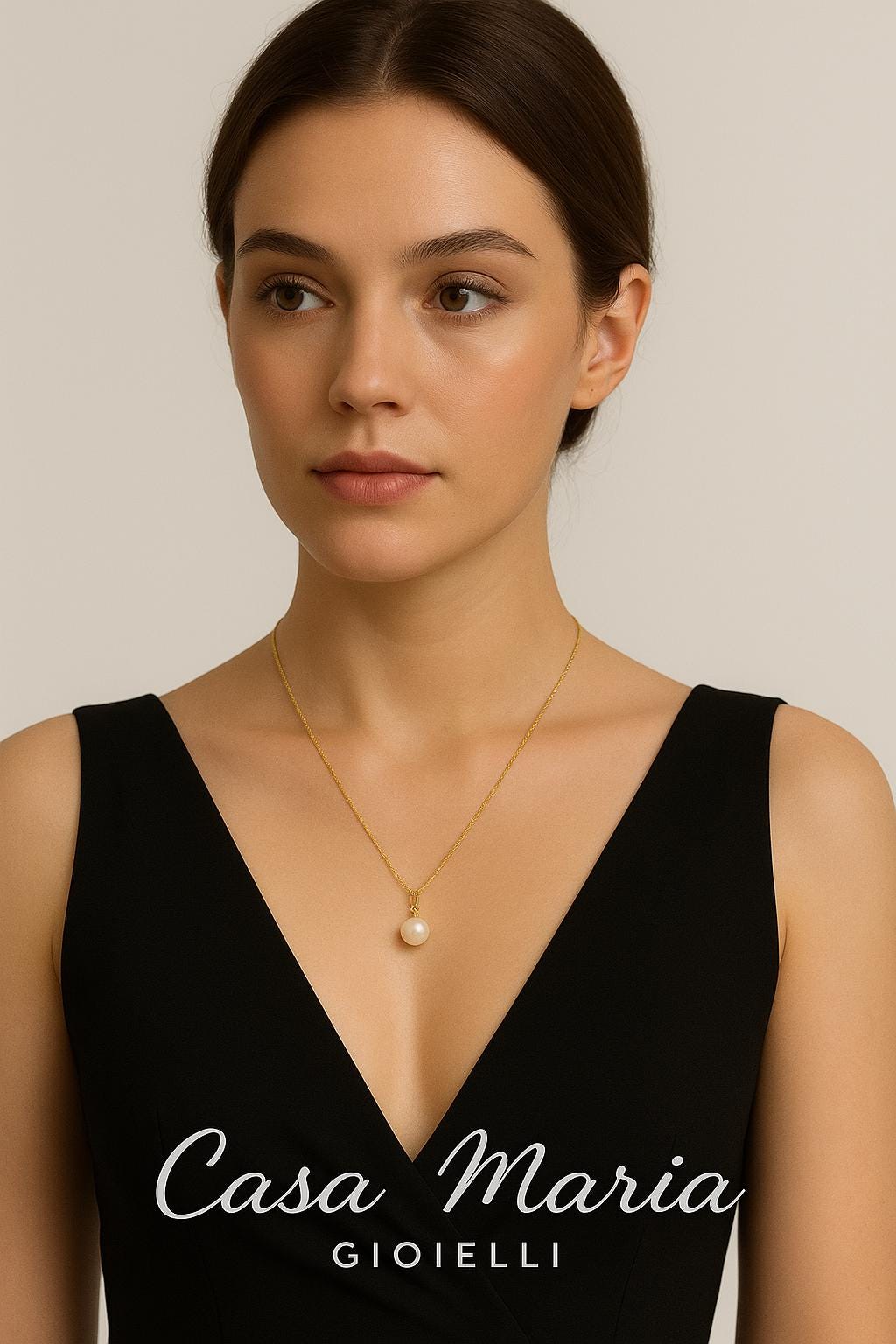 Perla Vera Gold Freshwater Pearl Pendant - 18K Hollow Yellow Gold By Casa Maria Gioiell