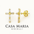 Croce di Luce Earrings - 14k Yellow Gold - Lab Grown Diamonds - Casa Maria Gioielli