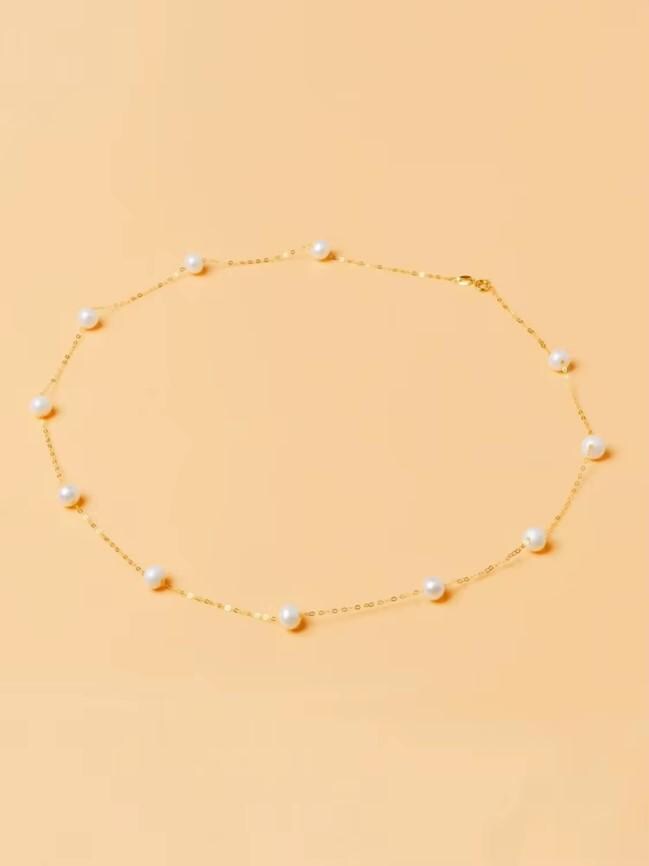 Collana ‘Luminosa 10K Hollow Yellow Gold | Natural Freshwater Pearl Necklace | Casa Maria Gioielli