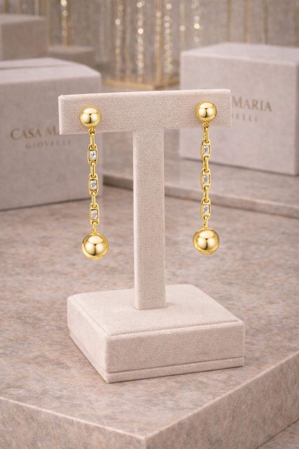 Orecchini Luce Dangling | 18K Vermeil Gold | 925 Sterling Silver | Lab Grown Diamond | CMG Collezione