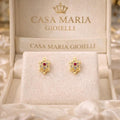 Luce Cremisi Studs | 14K Yellow Gold Ruby Lab-Grown | Casa Maria Gioielli