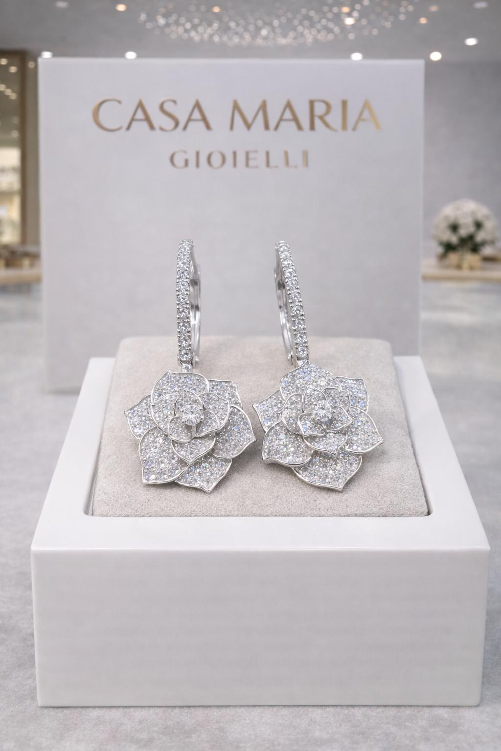 Lab Grown Diamond Sterling Silver Flower Earrings | VS1 Clarity