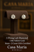 Luminosa Gioia Diamond Studs | 14K Yellow Gold Earrings | Lab-Grown Diamond  | Casa Maria Gioielli