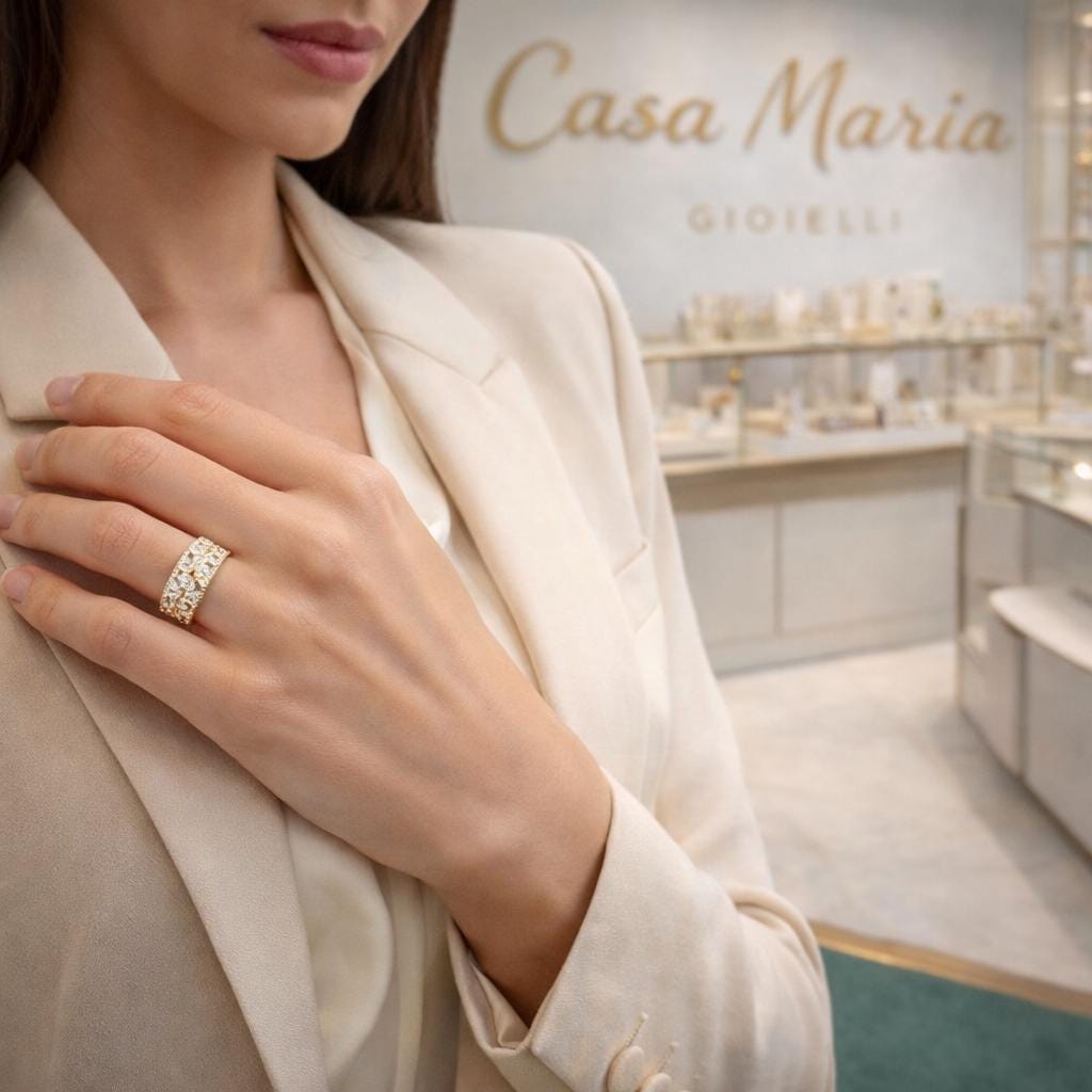 Imperiale Gold Band | 14K Yellow Gold | Diamond 62 round Brilliant-cut | Casa Maria Gioielli