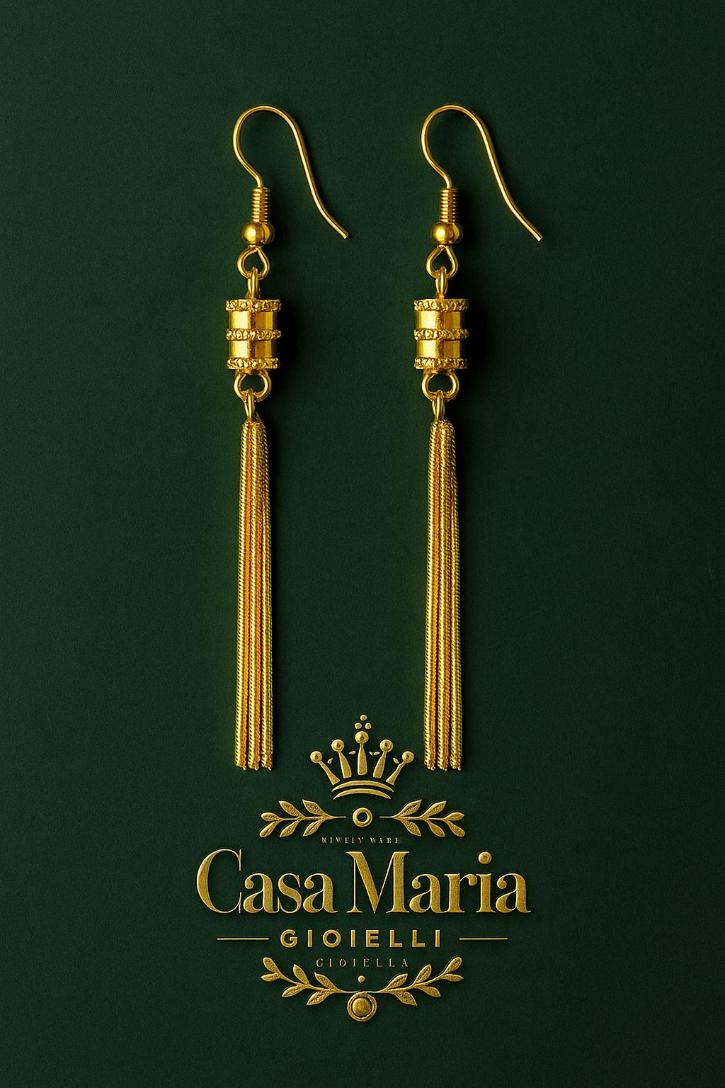 Aurora Tassel Drops – 18K Yellow Gold Dangle Earrings - Casa Maria Gioielli