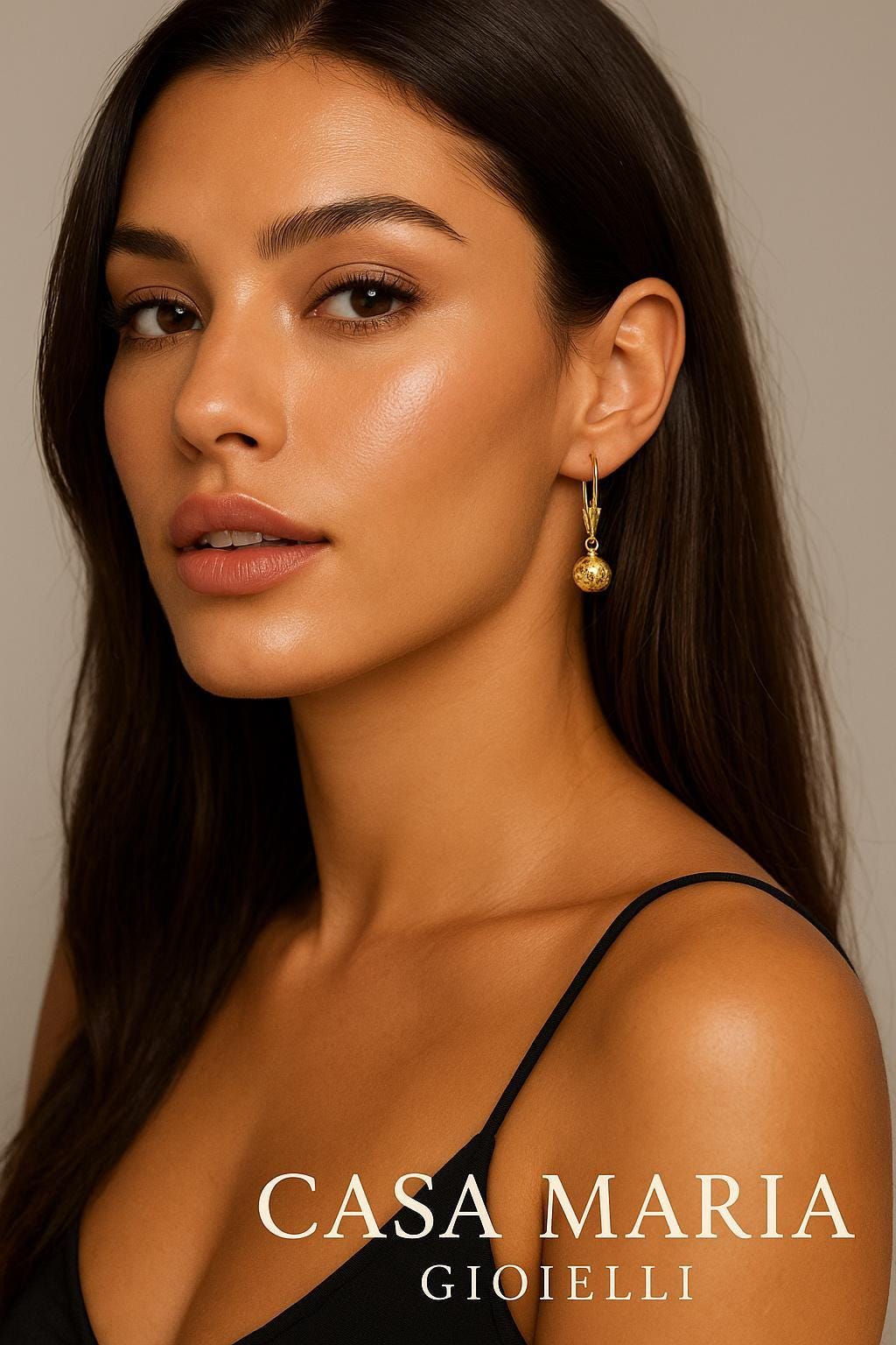 Sole Mio Dangle Droplet Earrings | Brillante Oro 10K Hollow Yellow Gold | Casa Maria Gioielli