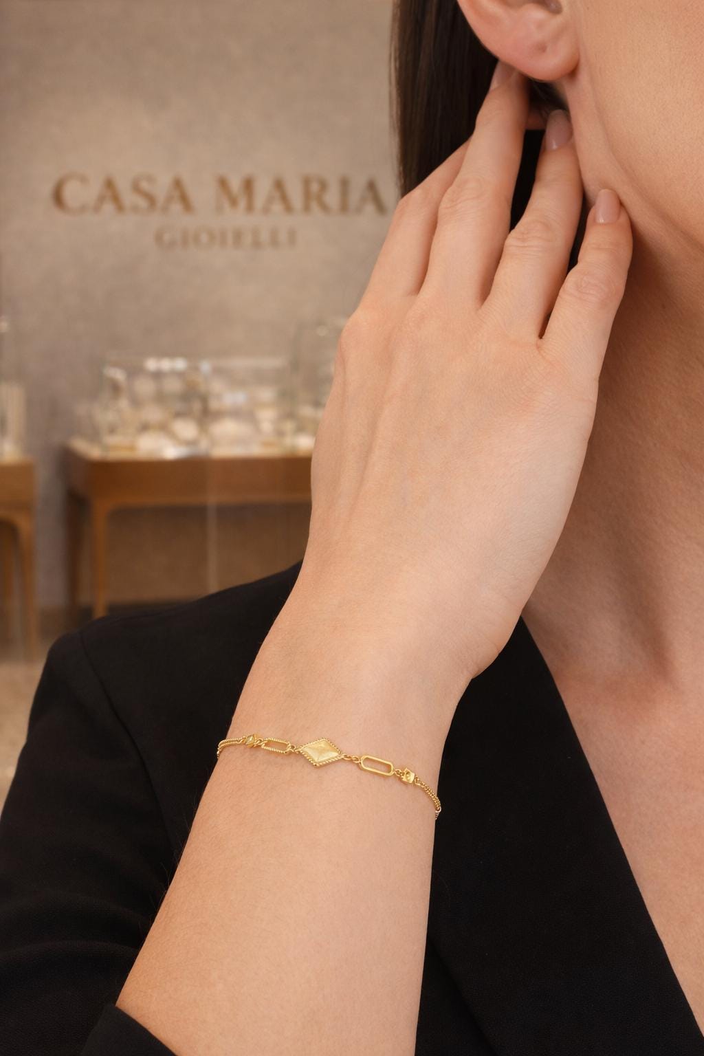 Parure “Dangles Tempo | 24K Gold Hollow-Carved | Glossy Matte | Casa Maria Gioielli