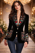 Velluto Nero Classic Jacket | Embroidered Velvet Blazer | Casa Maria Gioielli