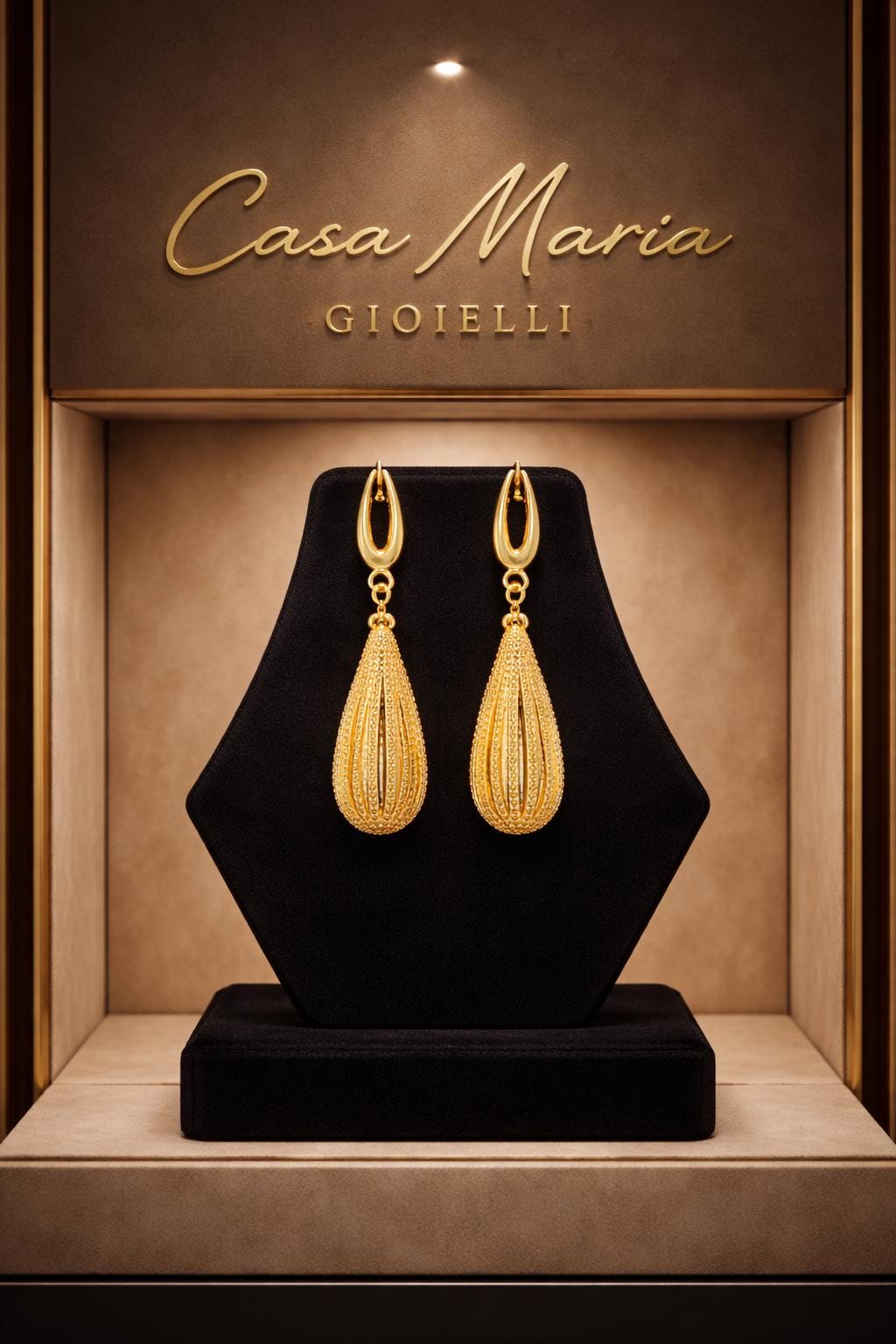 Aria Dorata Dangle Earrings | 24K Hollow Yellow Gold | Italian Craftmanship | Casa Maria Gioielli