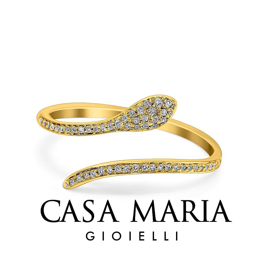 Anello Serpente Ring - 14K Yellow Gold –  Lab Grown Diamonds Modern Twist - Casa Maria Gioielli