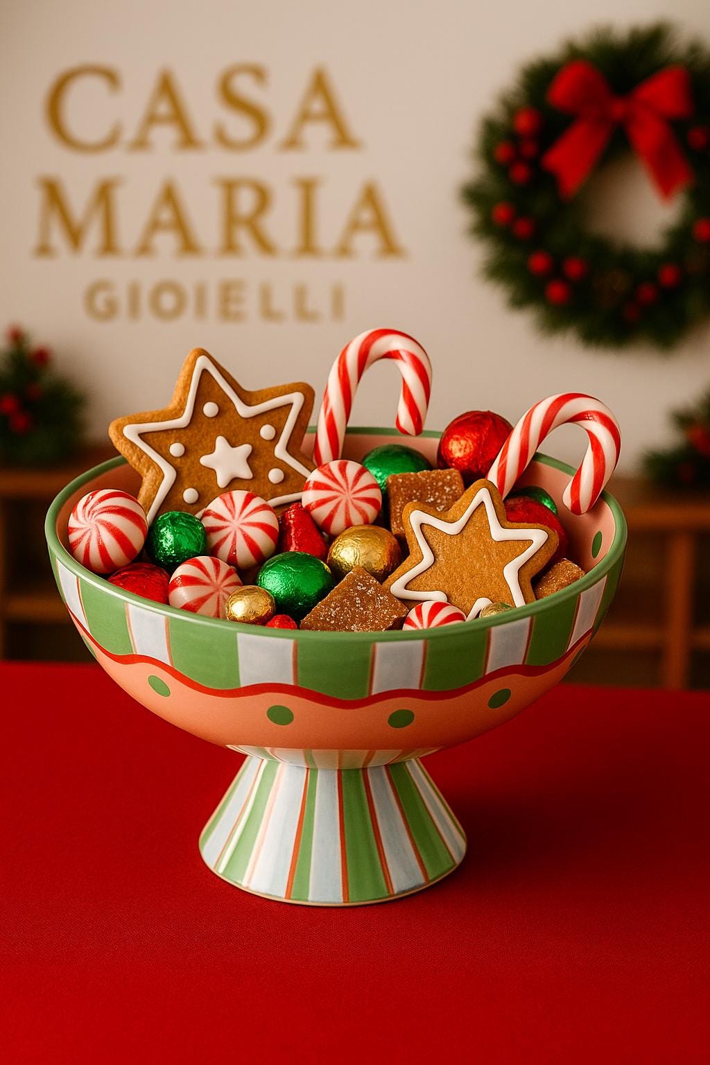 Handmade Ceramic Pedestal Bowl | Italian Christmas Decor