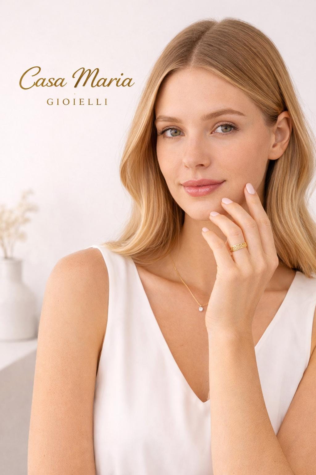 Anello “Luce Intagliata” Ring | 14K Yellow Gold | Openwork Stackable | Casa Maria Gioielli