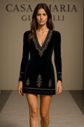 Vestito “Notte Fiorita” Noctural Elegance Velvet Mini Dress - Casa Maria gioielli