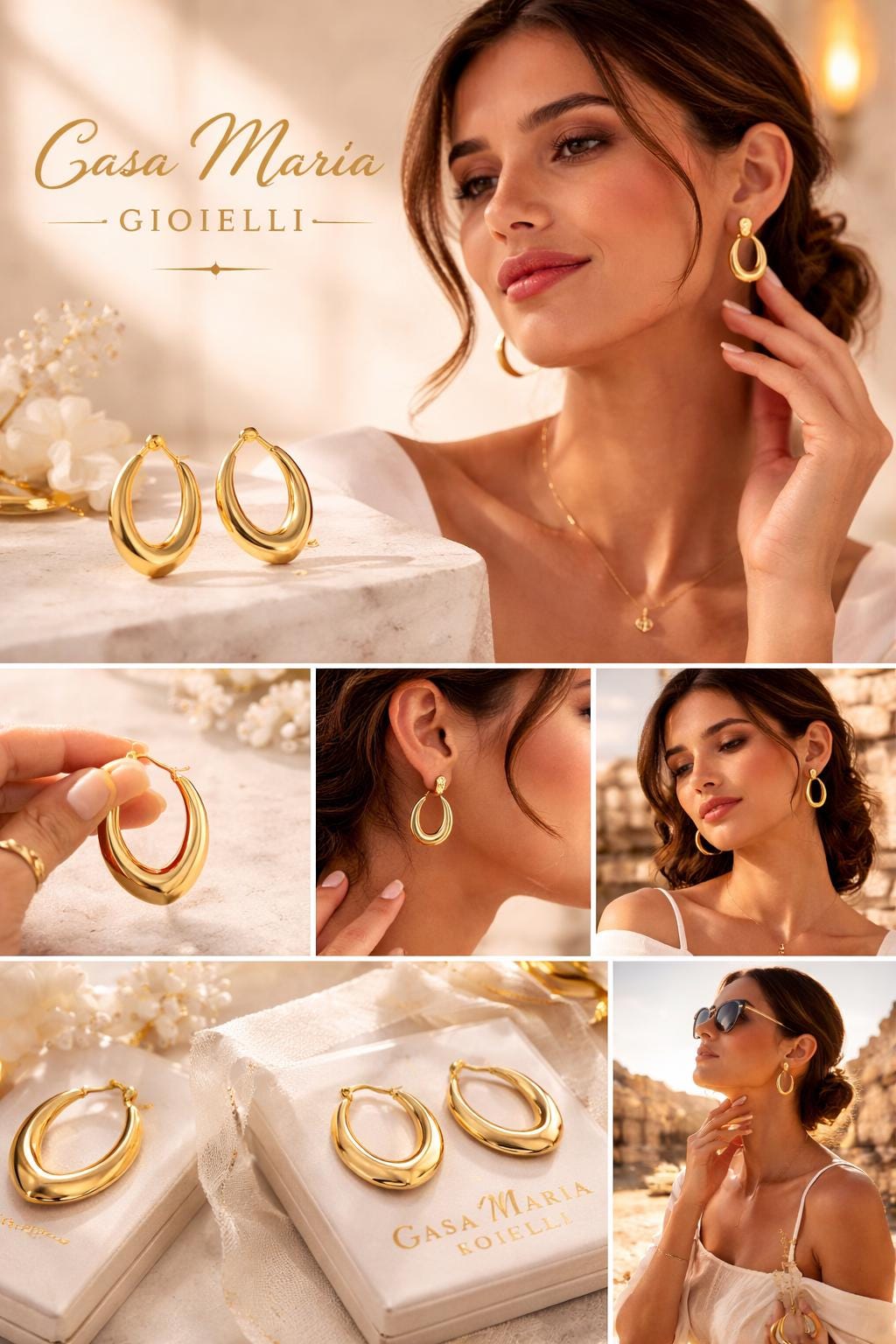 Bella Goccia Hoops | 24K Hollow Yellow Gold | 5K | Casa Maria Gioielli