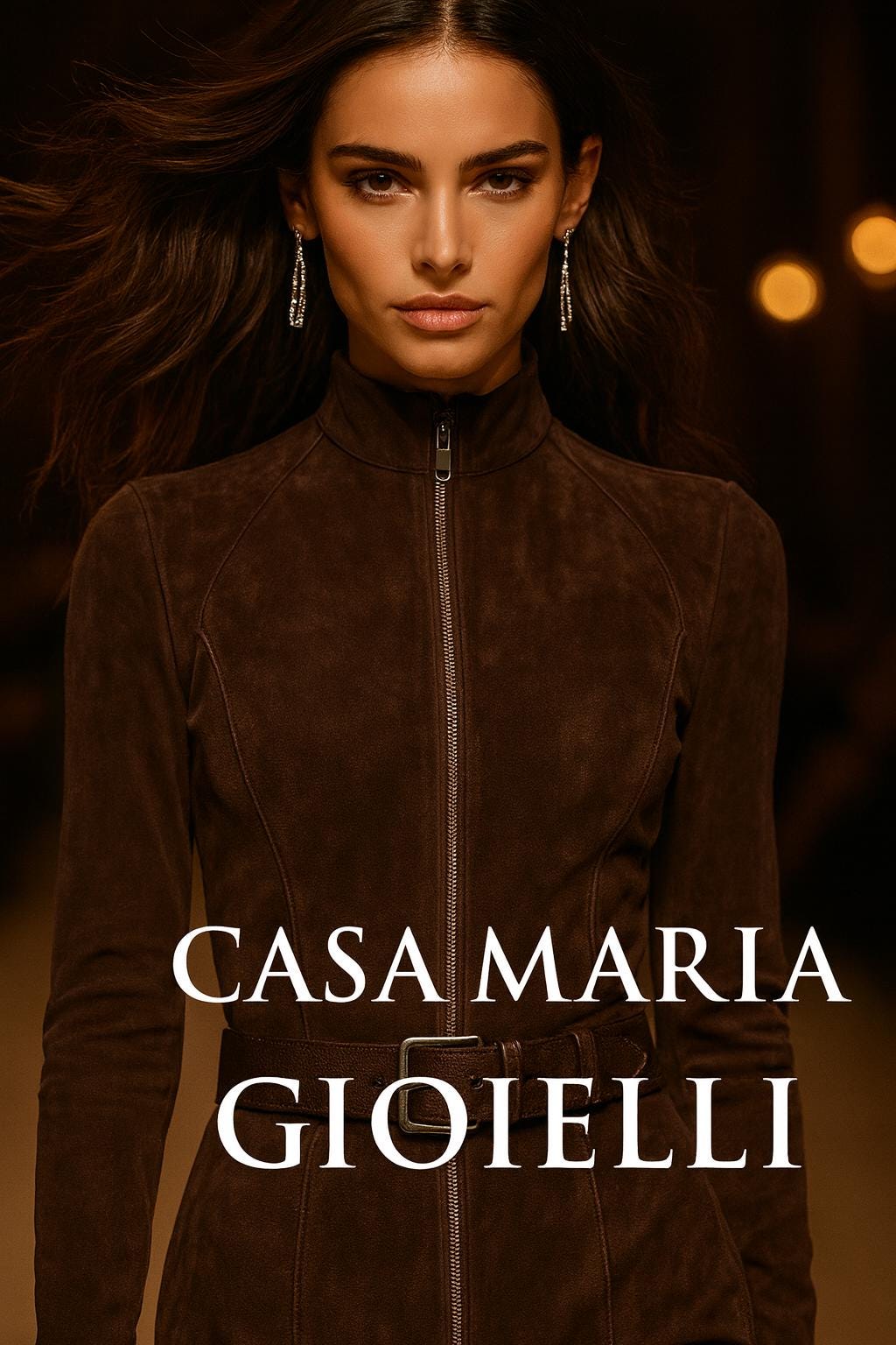 Marrone Regina di Suede Dress Contemporary European Elegance By Casa Maria Gioiellil Collezione
