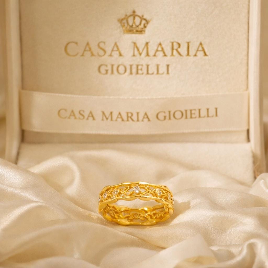 Filo d’Amore Band | 24K Fourfold Vermeil 925 | Lab Grown Diamonds | Casa Maria Gioielli