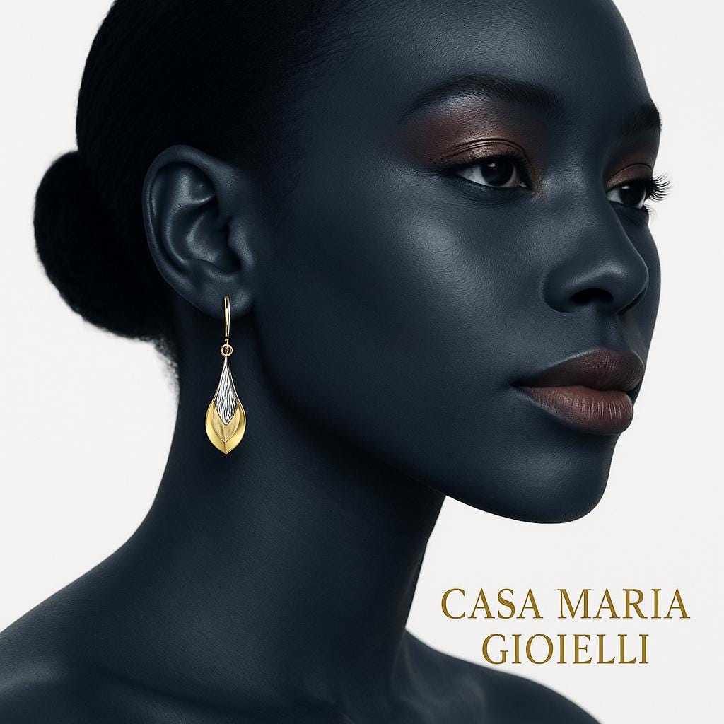Lacrima di Luce Drop Earrings – 14K Yellow Gold Bicolore - Casa Maria Gioiell Orecchini Collection