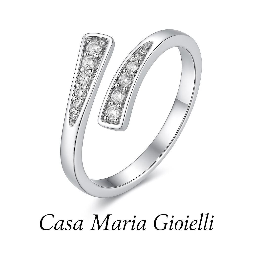 Linea di Luce Ring | 925 Sterling Silver | Lab Grown Diamonds | Casa Maria Gioielli