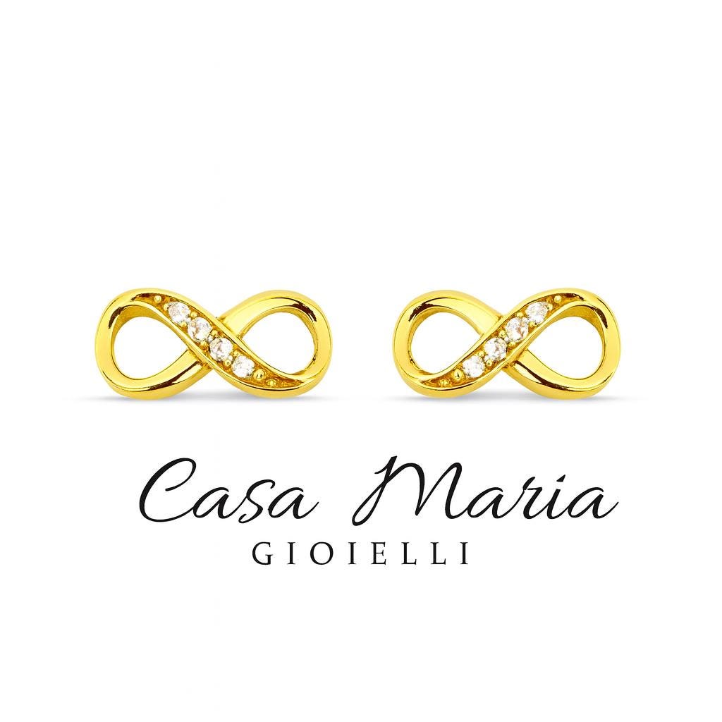 Orecchini Infinito di Luce Stud Earrings - 18K Solid Gold Infinite Earrrings - Casa Maria Gioielli