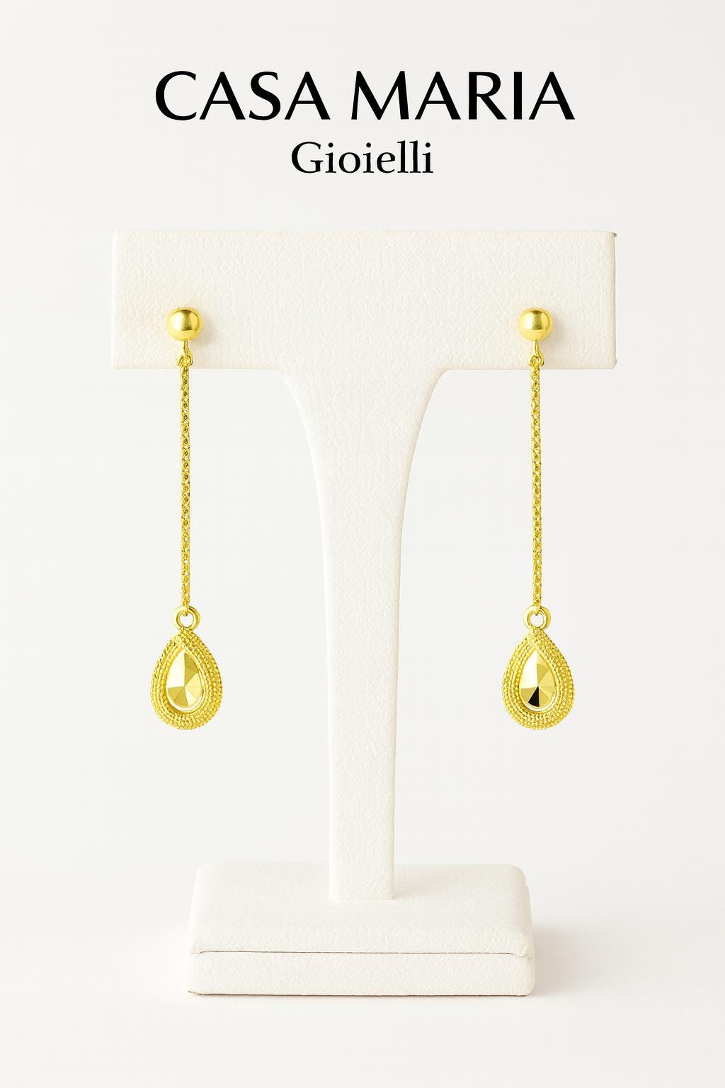 24K Yellow Gold Teardrop Dangle Earrings | Luminous Italian Crafted Gold