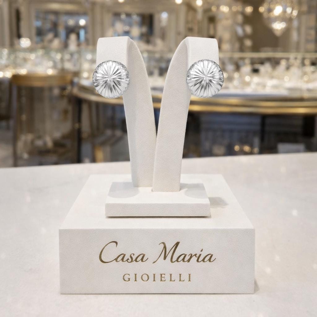 14K Solid Gold Stud Earrings | Elegant Design, Casa Maria Gioielli