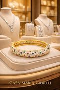 Diva Imperiale Bangle | 24K Hollow Gold DL | Lab Grown Diamonds Gemstones | Casa Maria Gioielli
