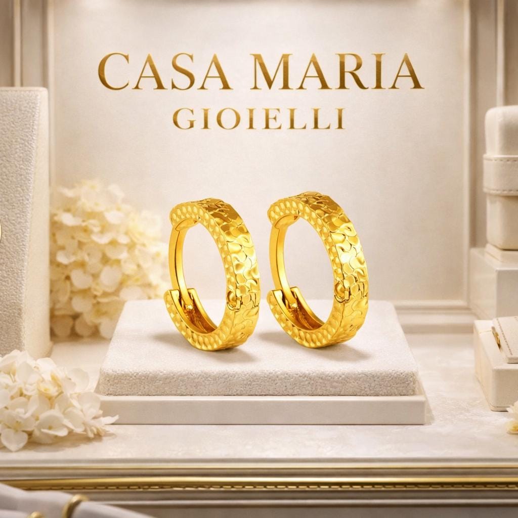 Cerchi Aurea Lumina | 24K Hollow Yellow Gold Hoops | Casa Maria Gioielli