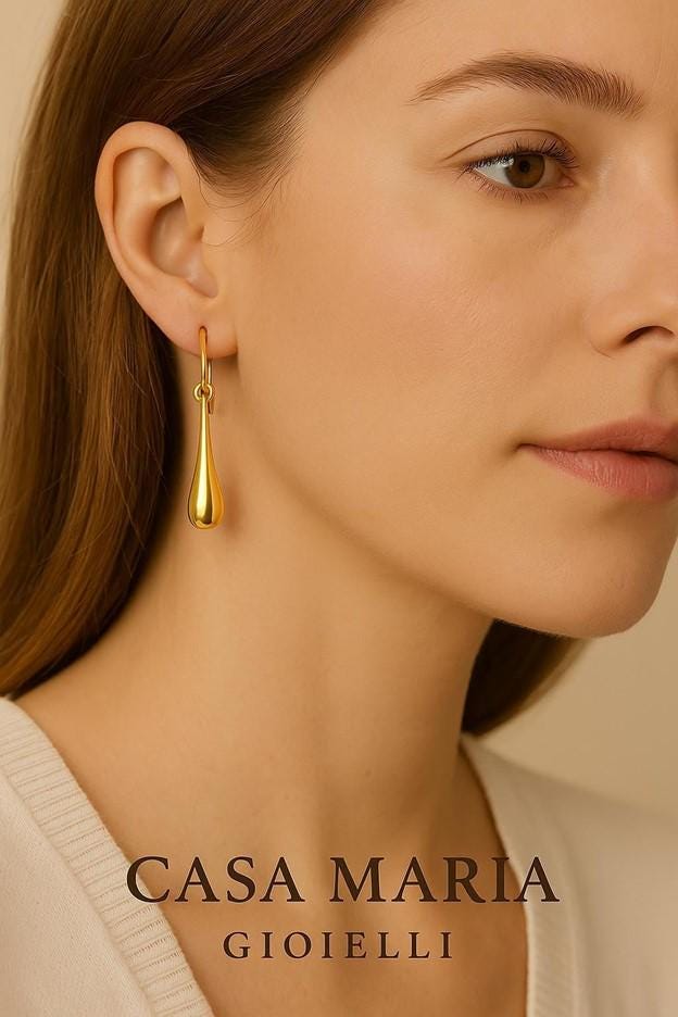 Aurora Teardrop Earrings - 14K Solid Hollow Gold - Exquisite Elegance - Casa Maria Gioielli
