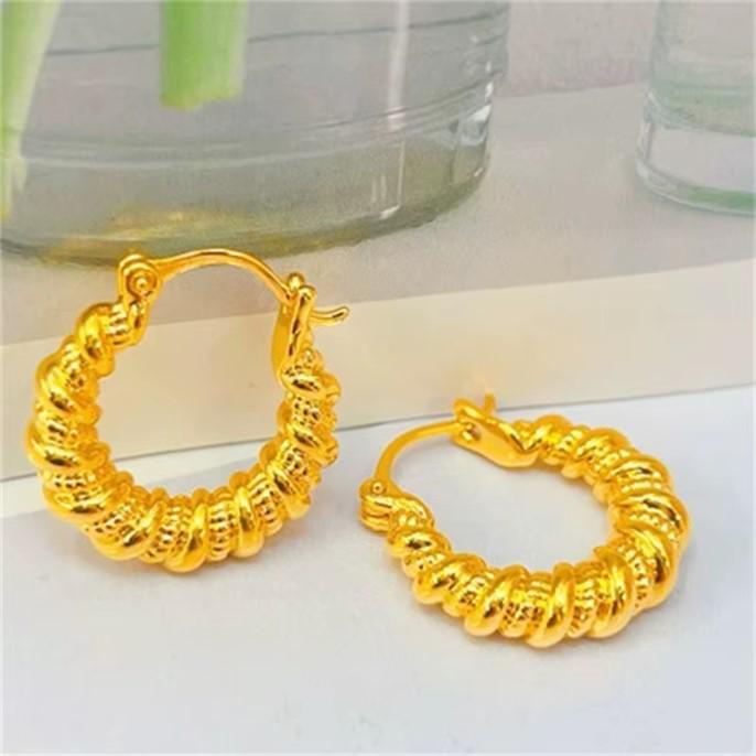 Nodo di Luce Gold Twisted Hoops – 24K Hollow Real Gold – Casa Maria Gioielli