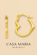 Orecchini Cuore Cavo Earrings | 10K Solid Gold |Casa Maria Gioielli