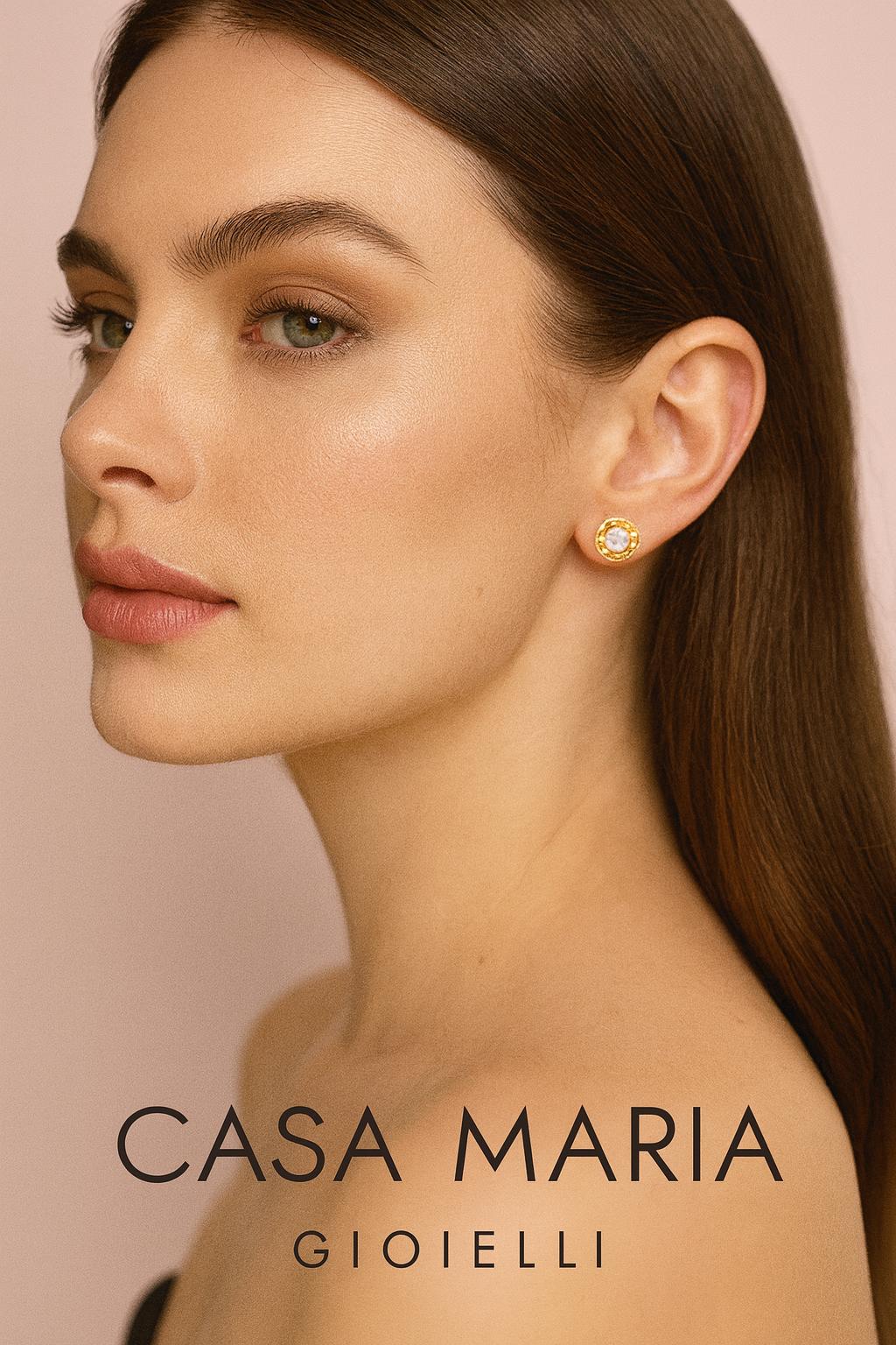 Fiore di Luce Earrings | 14K Yellow Gold | Brilliant Lab Grown Diamonds | Casa Maria Gioielli