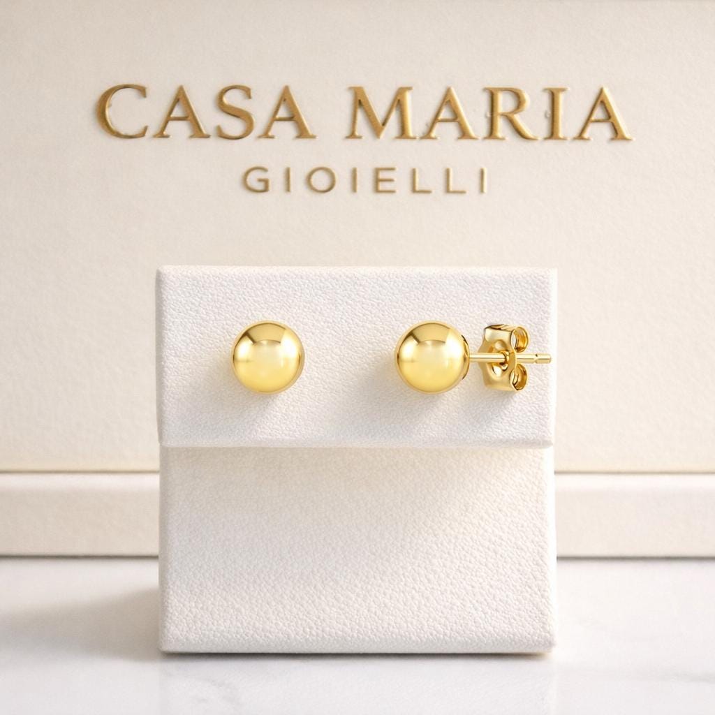 Orecchini “Luce d’Oro” Studs | 14K Solid Yellow Gold | Luminous Brilliance | Casa Maria Gioielli