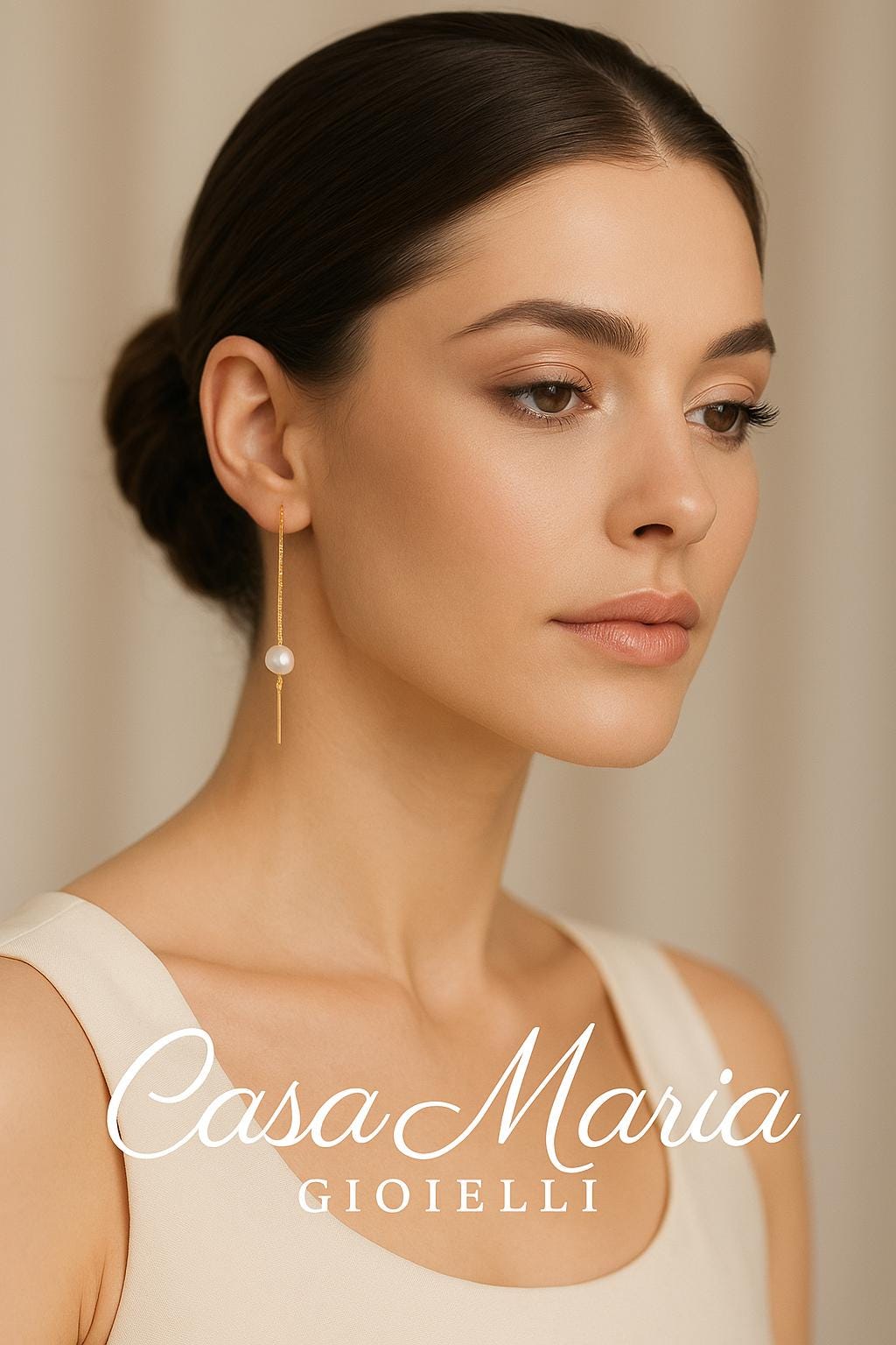 18K Solid Gold Freshwater Pearl Tassel Earrings - Casa Maria Gioielli