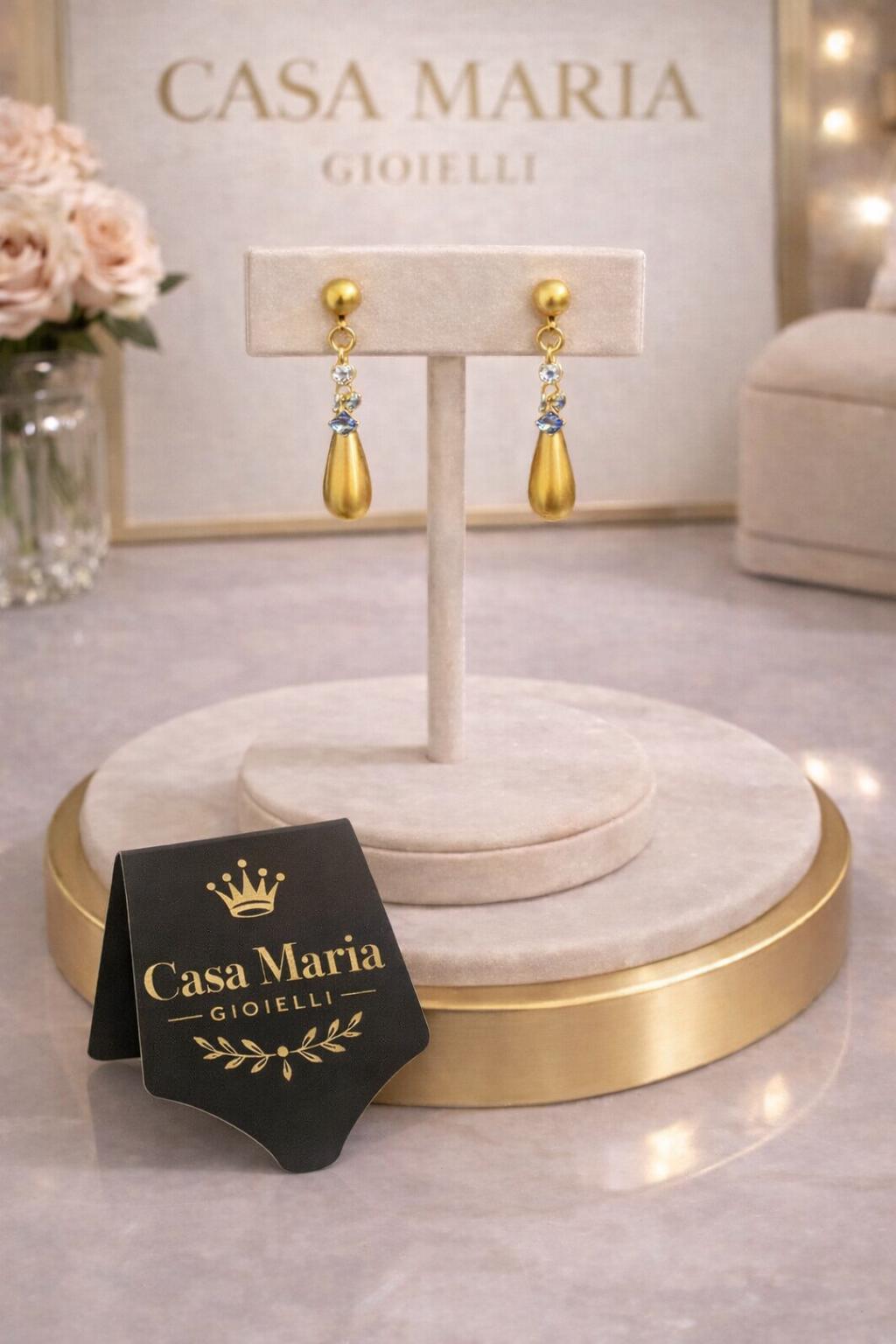 Goccia di Luce” Dangles | 24K Hollow Yellow Gold | Italian Sculputral Refined | Casa Maria Gioielli