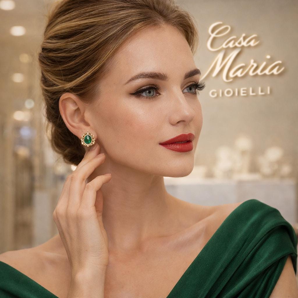 Tartaruga Smeraldo | 18K Gold Plated Earrings | Lab Grown Emeralds | Casda Maria Gioielli.