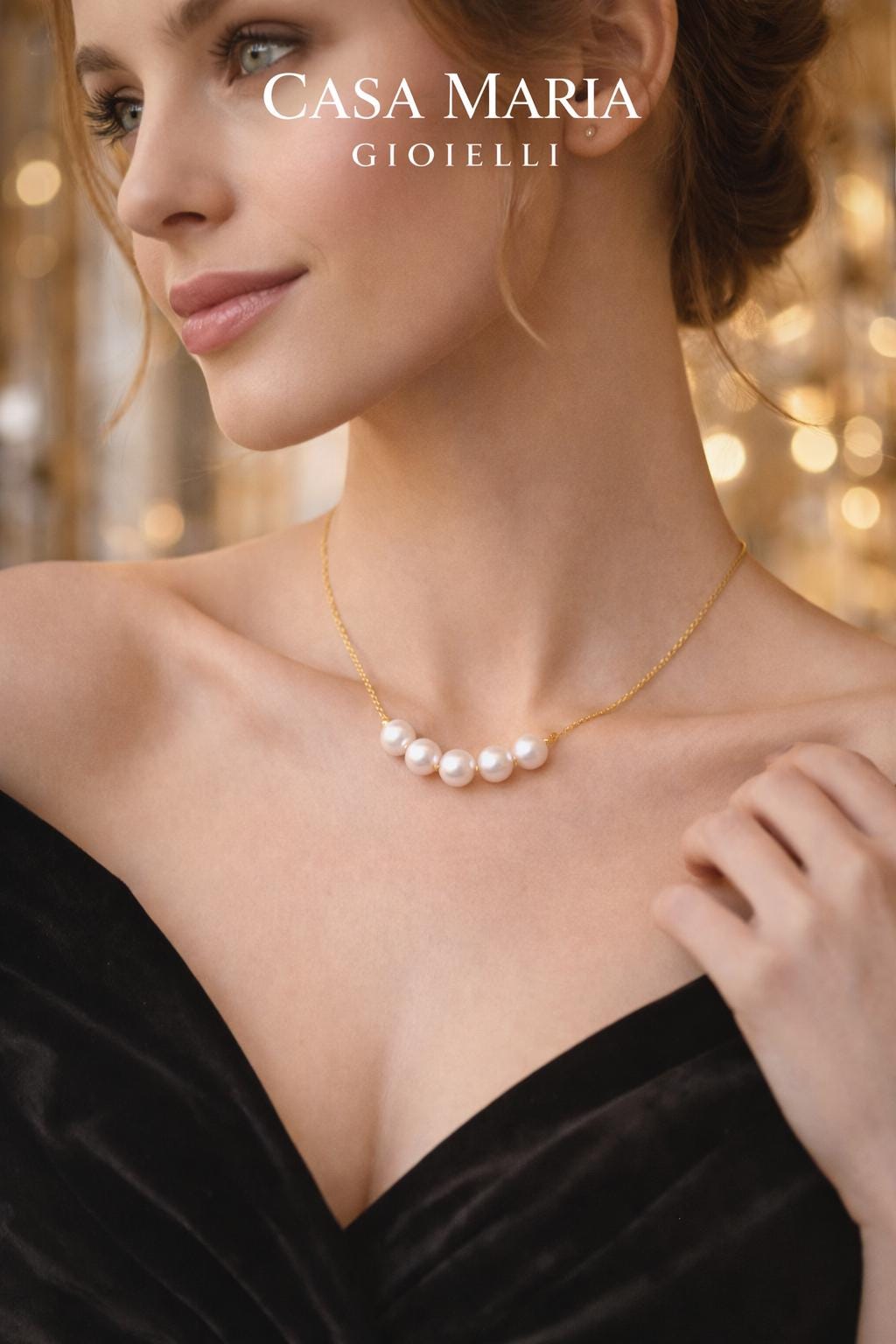 24K Gold Freshwater Pearl Necklace | Casa Maria Gioielli